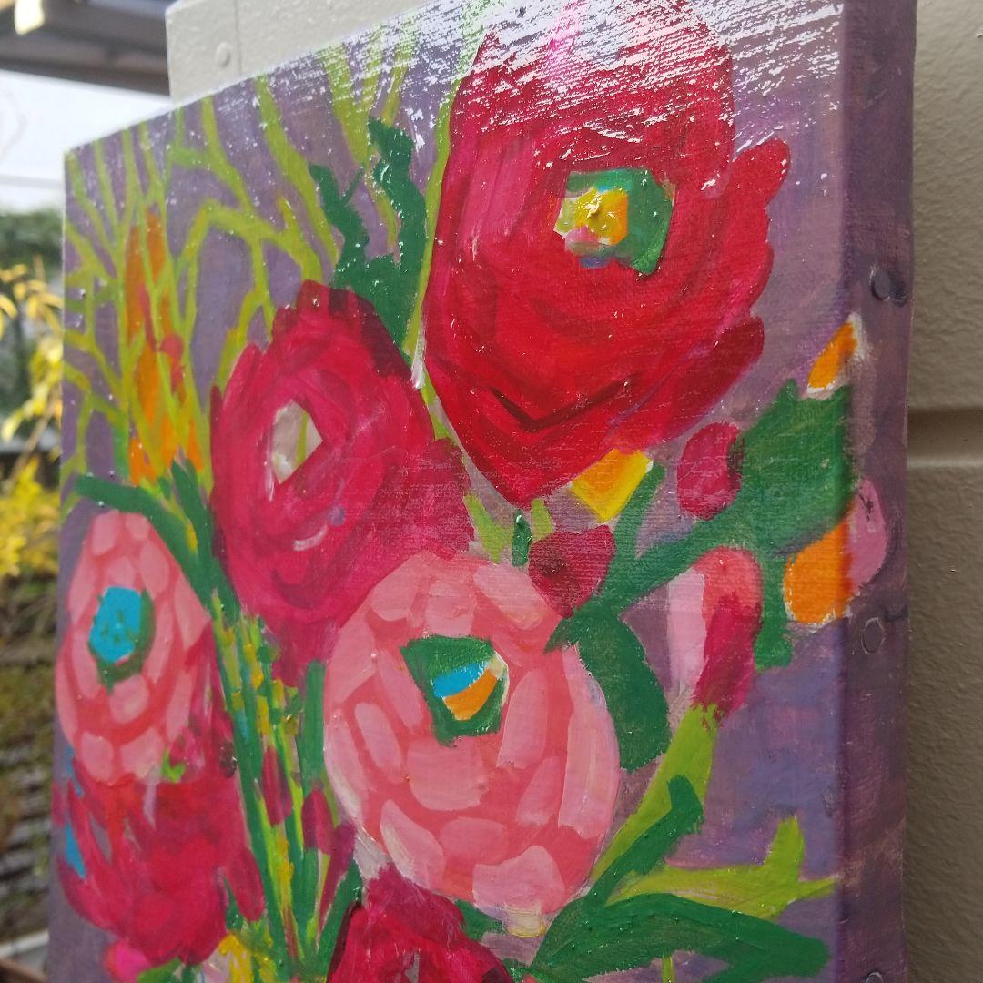 油絵　専用　透明感のある花瓶のお花　抽象画