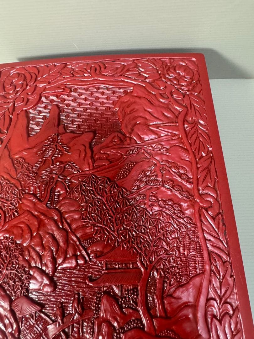 2266  昭和レトロ 仙台堆朱 漆塗り 筆箱 文箱 小物入れ 未使用