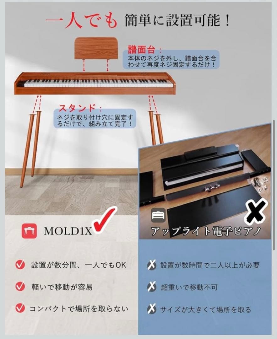 2025年製 Longeye ロンアイ 電子ピアノ 88鍵盤 MOLD1X