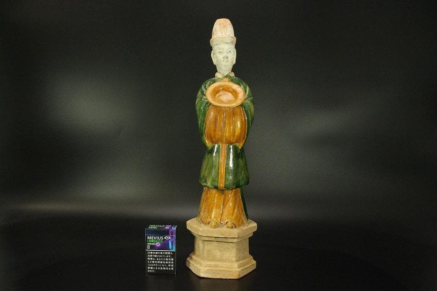 中国美術 唐三彩 宦官 俑 置物 高47cm(LC368)