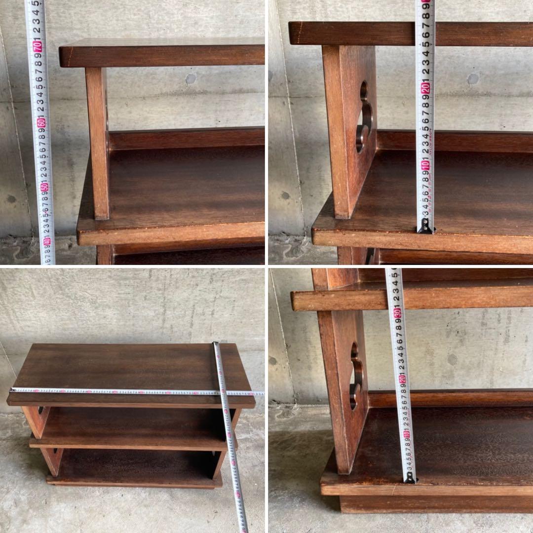 古い飾り棚 置物台 ラック シェルフ 展示 陳列 透かし 木製 家具 レトロ