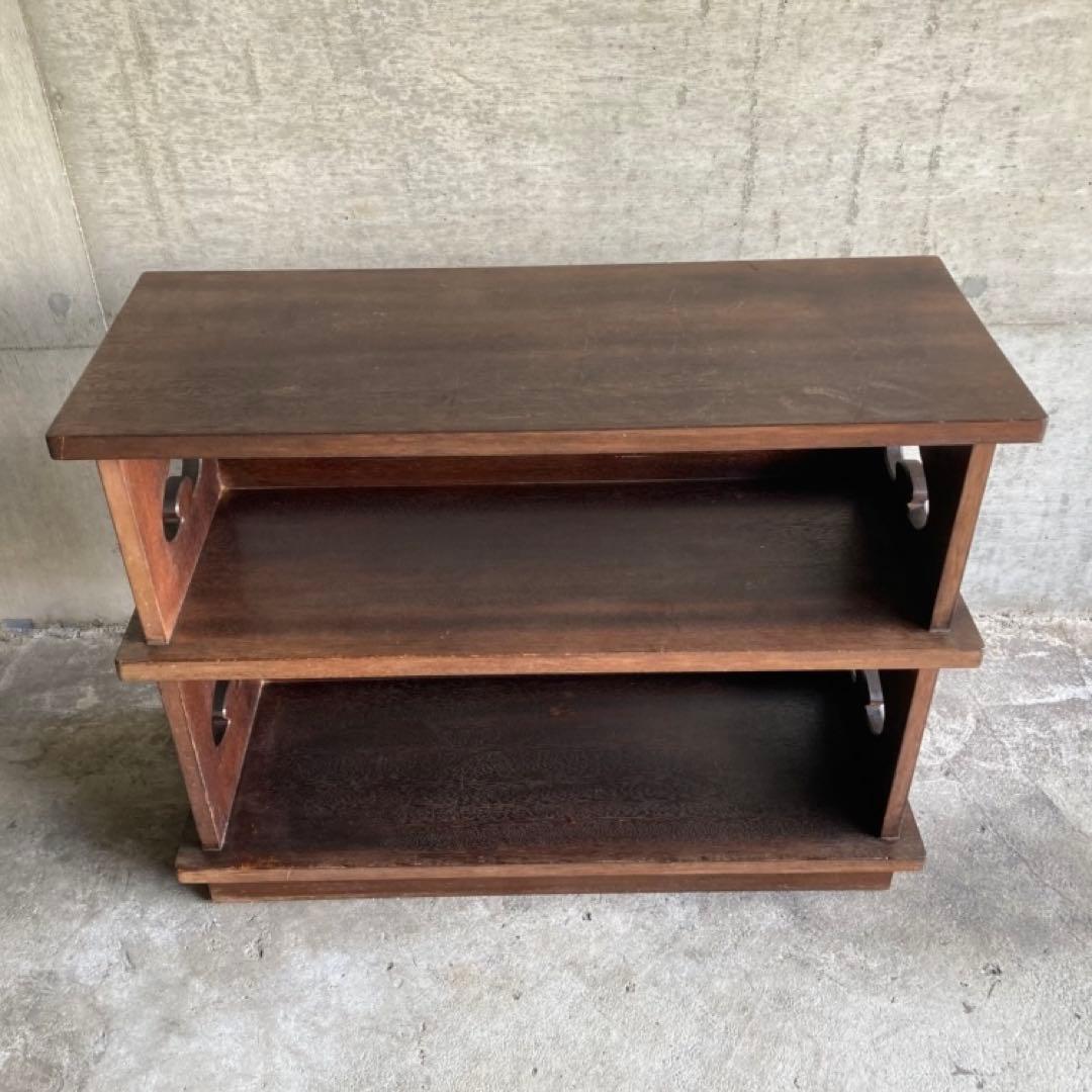 古い飾り棚 置物台 ラック シェルフ 展示 陳列 透かし 木製 家具 レトロ