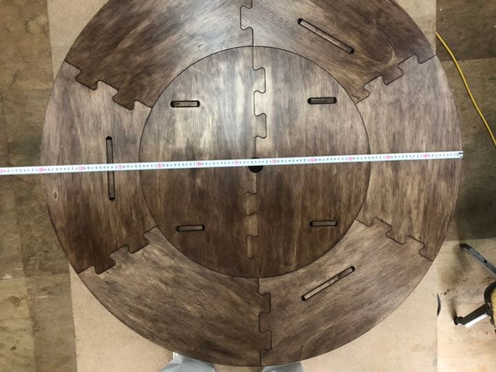 組立式ドーナツテーブル　ワックスコーティング済　ギア　ヘキサゴン　アウトドア