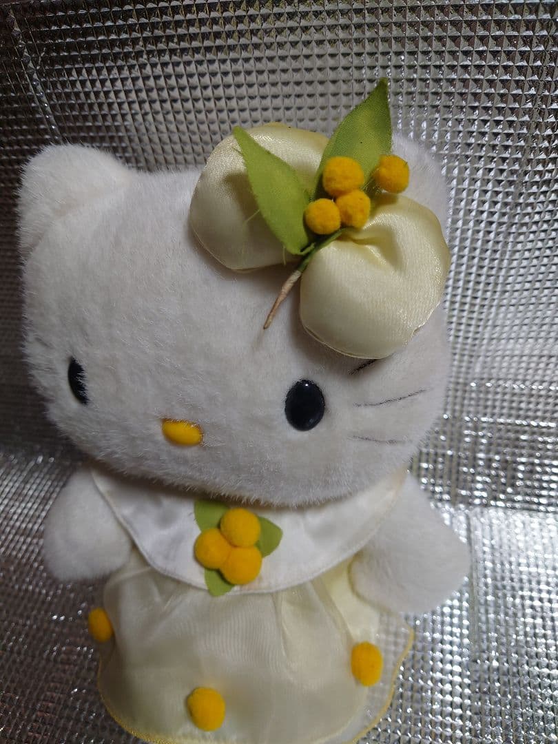 希少 平成レトロ 2000年 キティー ぬいぐるみ ドレス 花 Lサイズ