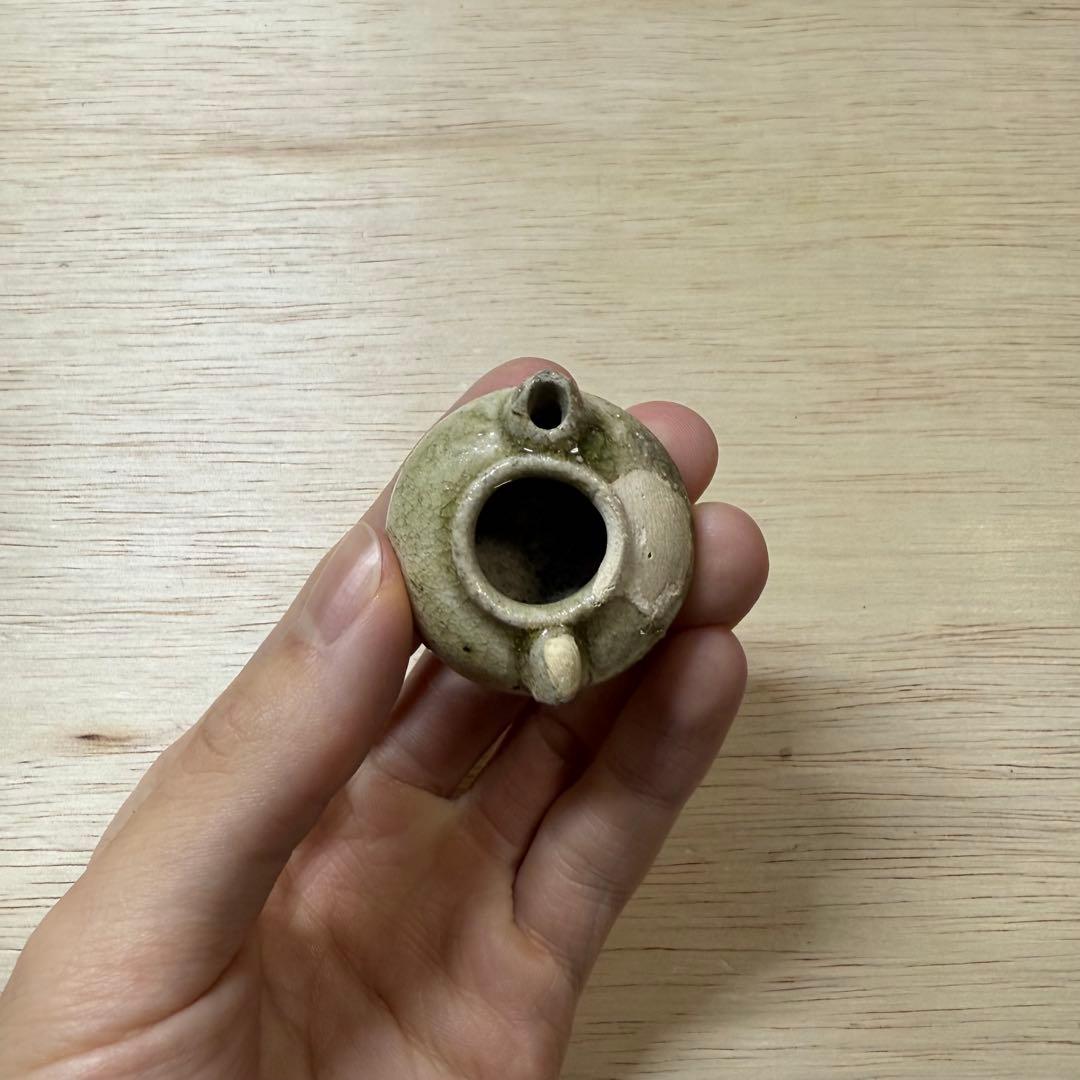 古瀬戸 水滴 灰釉 室町時代 茶入 茶道具 黄瀬戸 油揚手 古美術 骨董 民藝