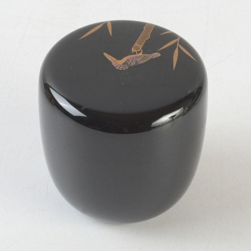 茶道具　 加賀蒔絵師　中村孝也作　川蝉蒔絵　中棗　共箱　V　9571