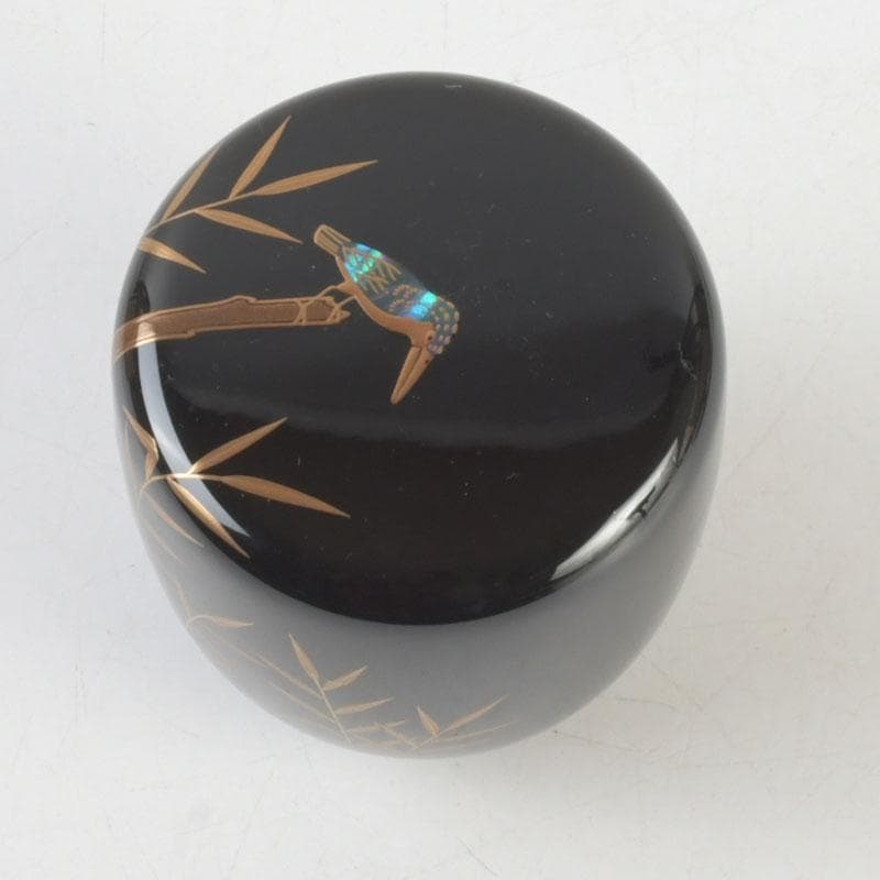 茶道具　 加賀蒔絵師　中村孝也作　川蝉蒔絵　中棗　共箱　V　9571