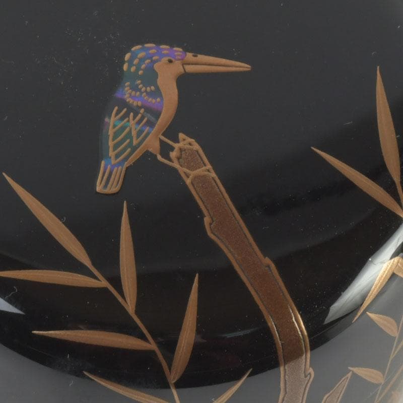 茶道具　 加賀蒔絵師　中村孝也作　川蝉蒔絵　中棗　共箱　V　9571