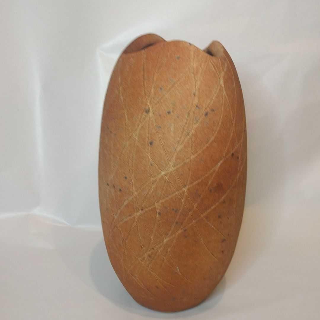 大和　潔　作　焼〆線文花入