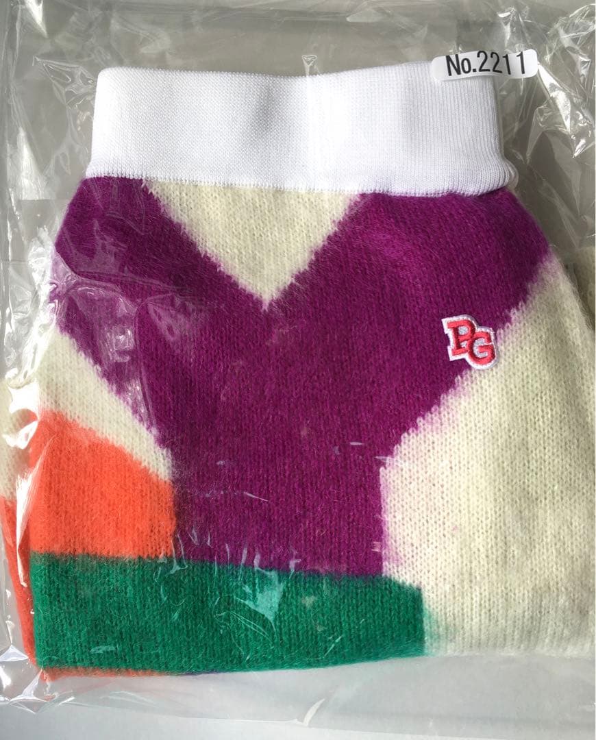 【PEARLY GATES】秋冬モヘヤ混 羊毛ニットスカートカラフルロゴ・1番M