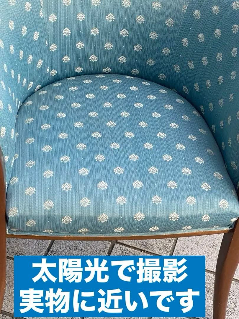 猫脚 ヴィンテージ♦️高級 シングルソファ♦️ダマスク柄♦️上品なくすみブルー♦️送料込