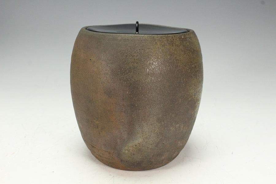 古美術 古備前 胴張 水指 塗蓋 時代物 良箱 茶道具(K-XA784)