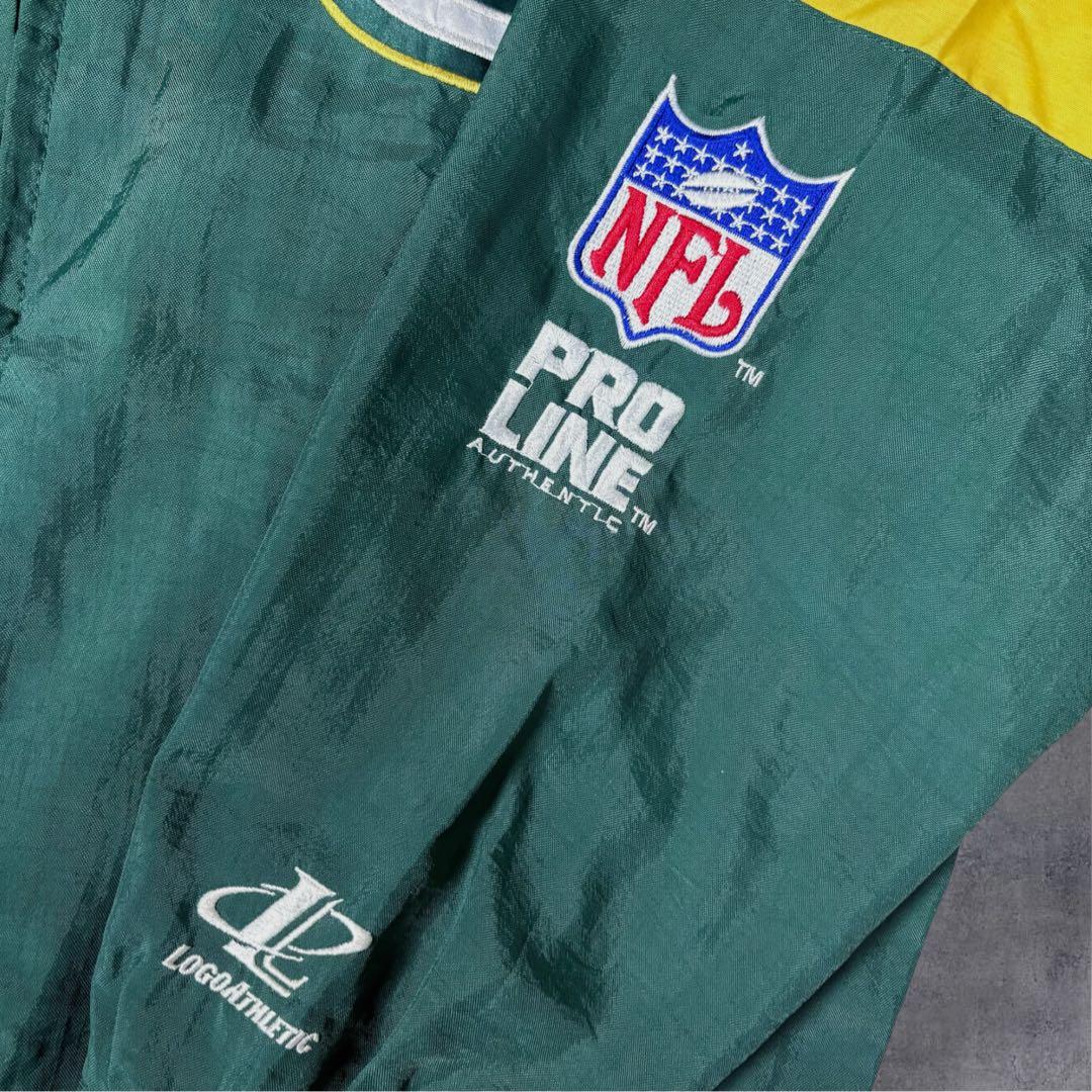 【90s】 NFLパッカーズロゴアスレチッ クナイロンジャケット刺繍グリーンL相