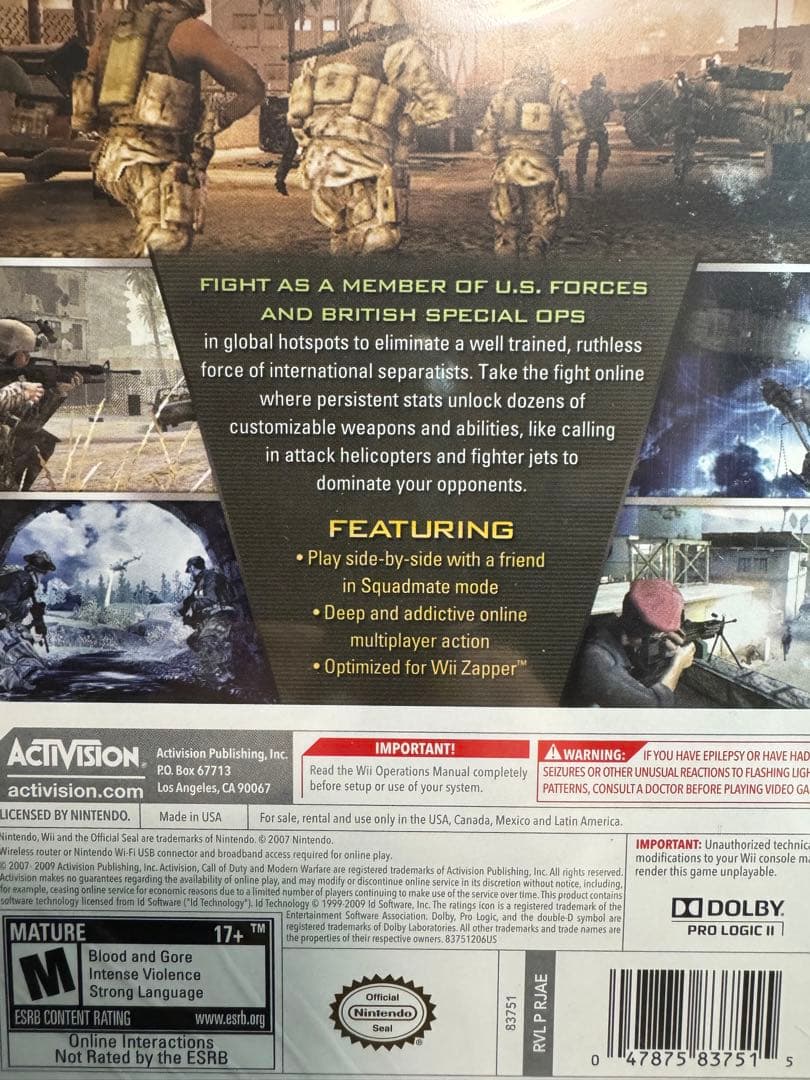 【Ｗii北米版】Call of Duty: Modern Warfare未開封品