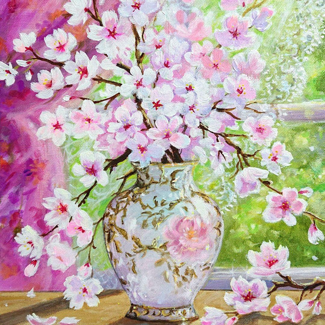 【ソメイヨシノ】アクリル画 F4 風景画 絵画