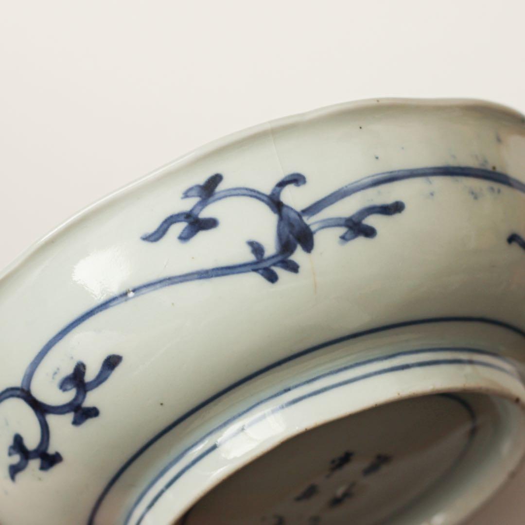 伊万里　古伊万里　江戸　中期　深皿　なます　皿　花唐草　2客セット