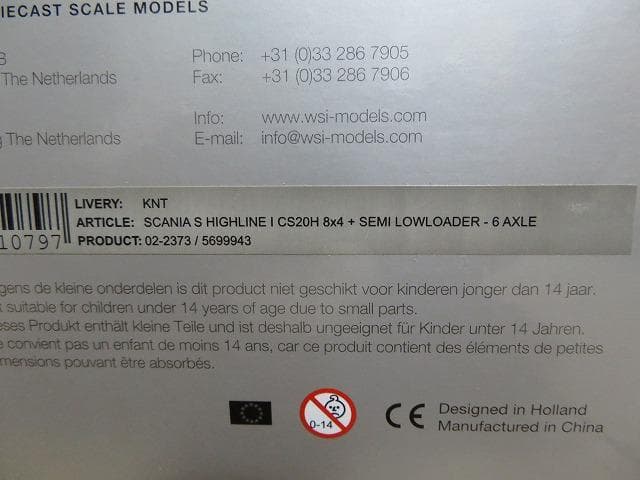 専用 WSI 1/50 Scania Lowloader 6ac Nootebo