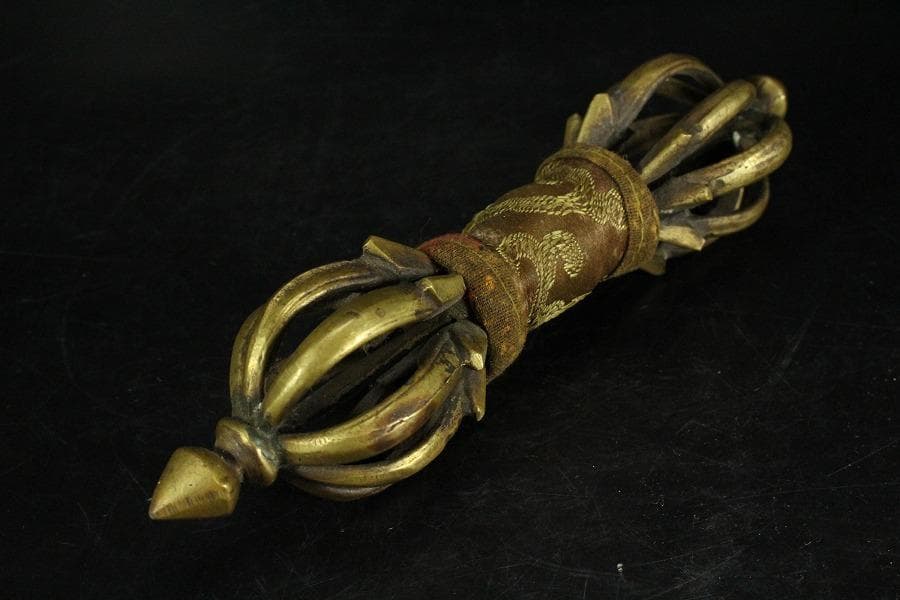 仏教美術 古銅 五鈷杵 密教 法具(K-LC971)