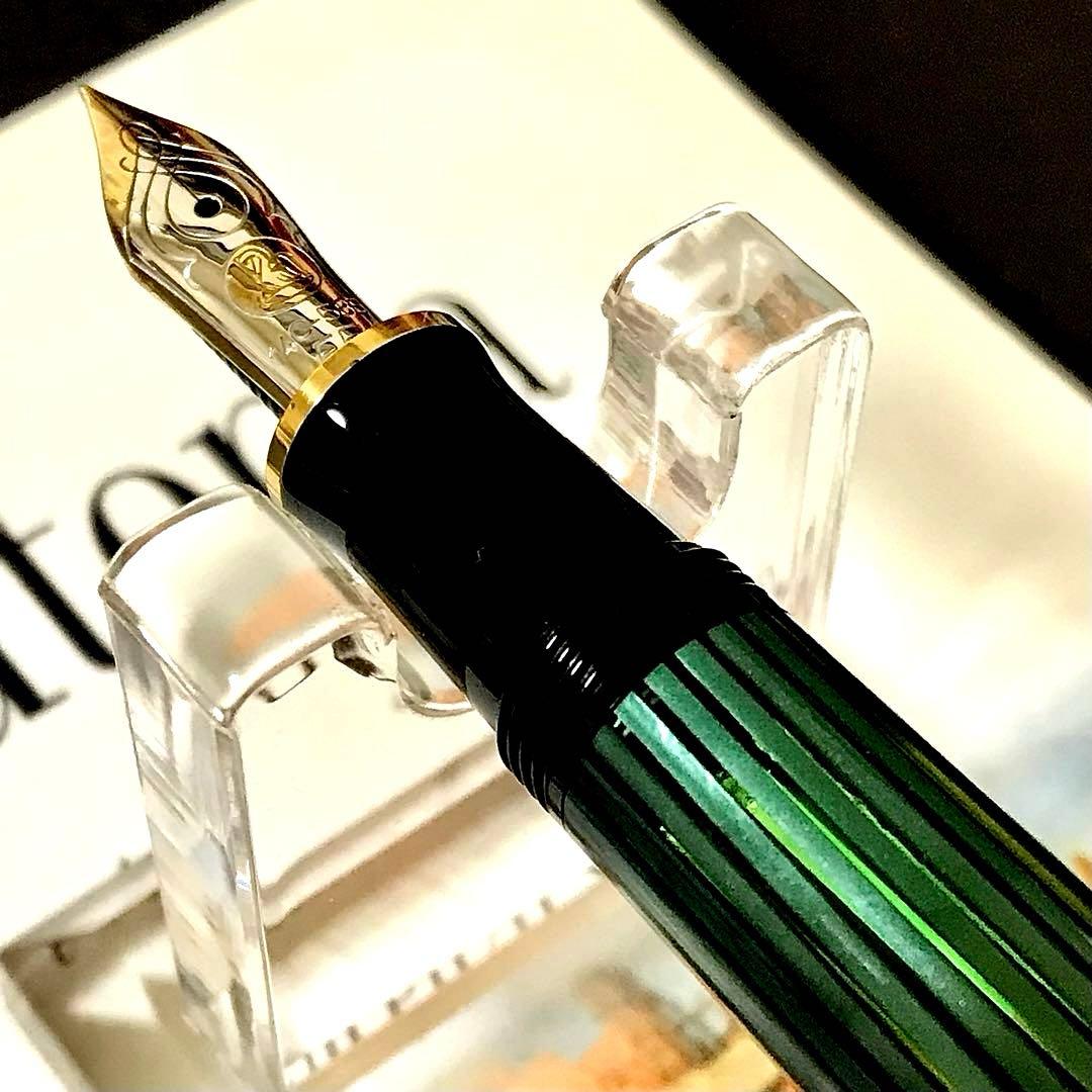 ☆お勧め☆美しいペリカン万年筆スーベレーンM400グリーン縞(EF)☆極上美品