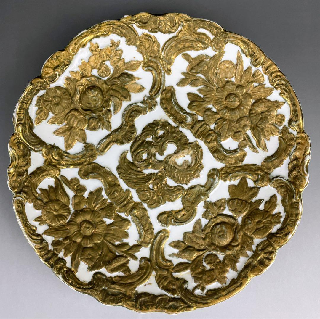 マイセン グランツゴールド風 キャビネット プレート 皿 レリーフ ロココ調