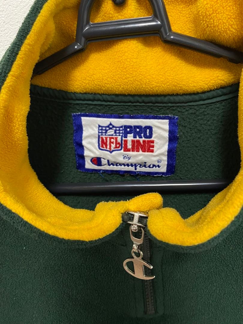 チャンピオン　90s　グリーンベイパッカーズ　フリース　ハーフジップ　デカロゴ