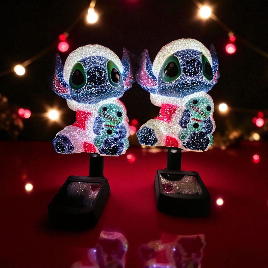 ディズニー スティッチ クリスマス ソーラーライト 2体セット（箱付き）
