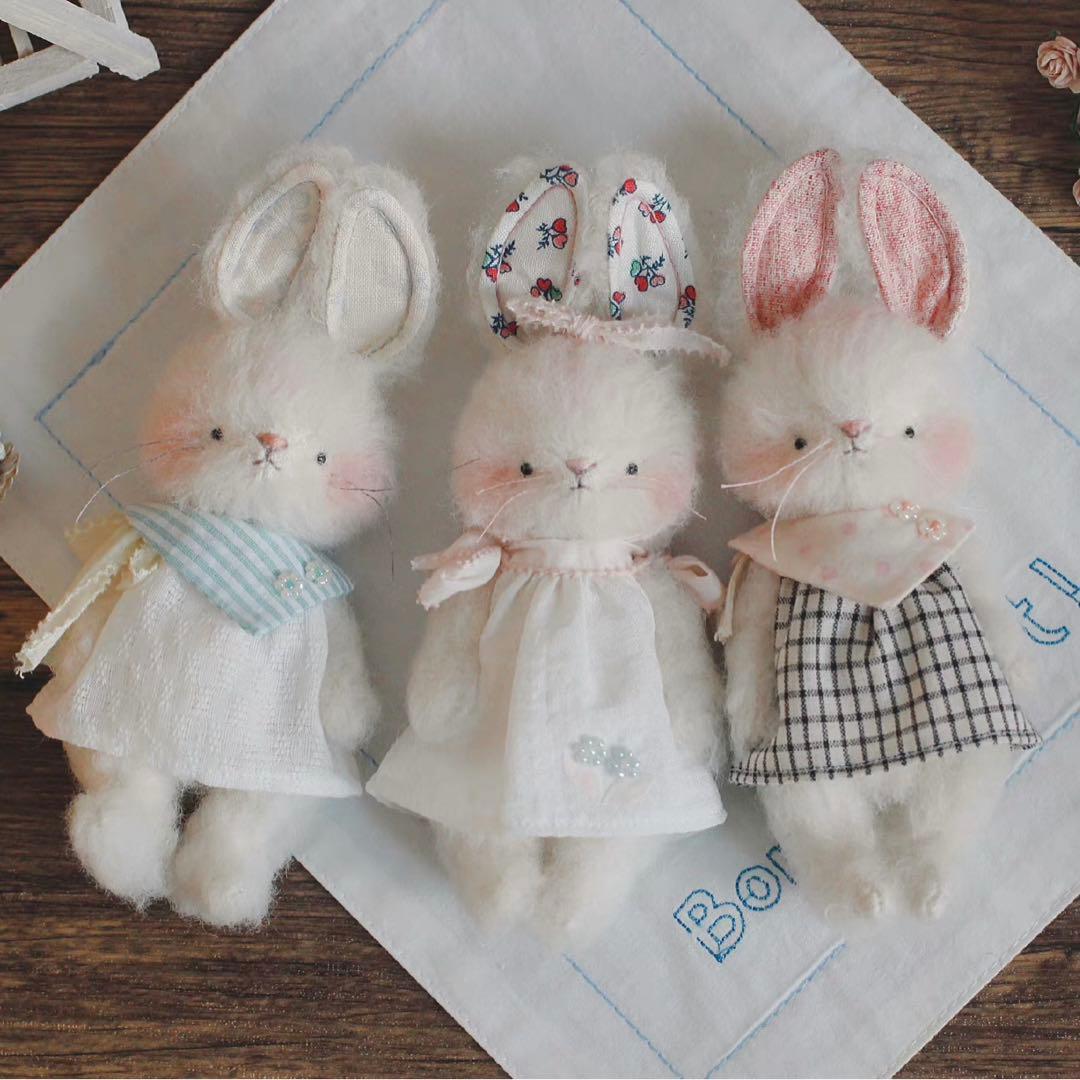 モコモコうさぎベイビー 海外作家様 ぬいぐるみ ハンドメイド アーティストベア