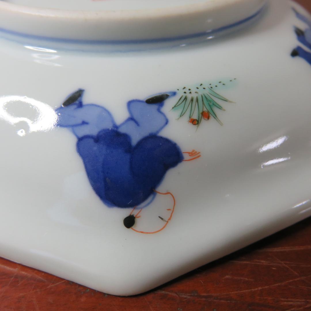 八角鉢 八角皿 九谷 花草 草花 果実 ザクロ 2枚