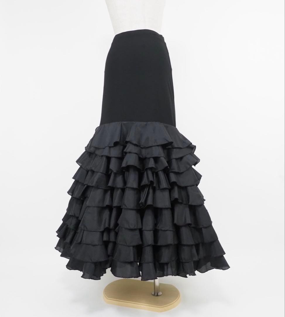 フラメンコ　ファルダ　※訳あり　新品　黒　レッスンファルダ　フラメンコ衣装