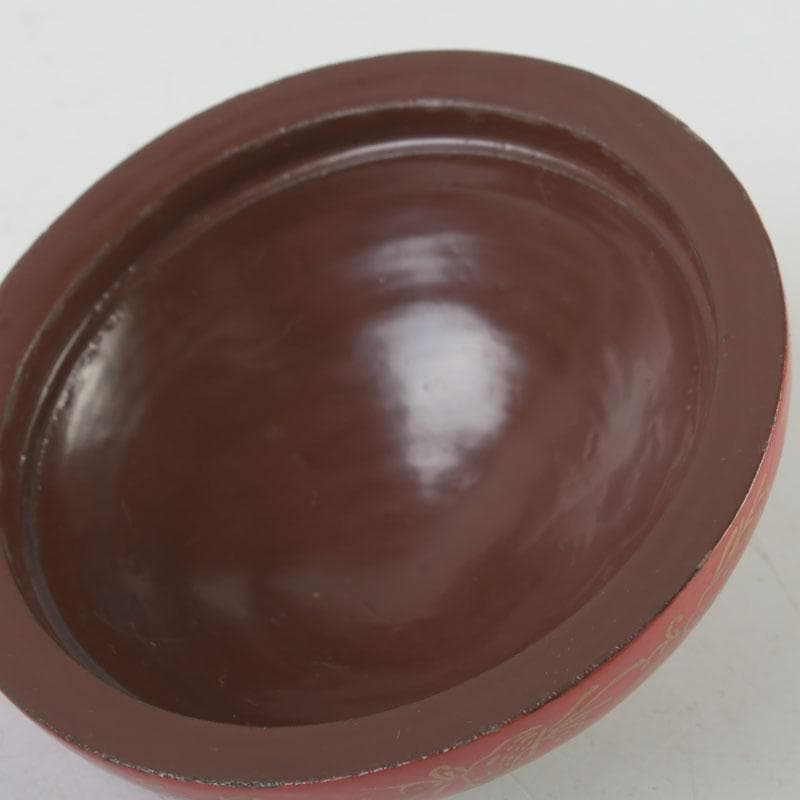 茶道具　朱塗　貝蒔絵　香合　仕覆付　V　9854