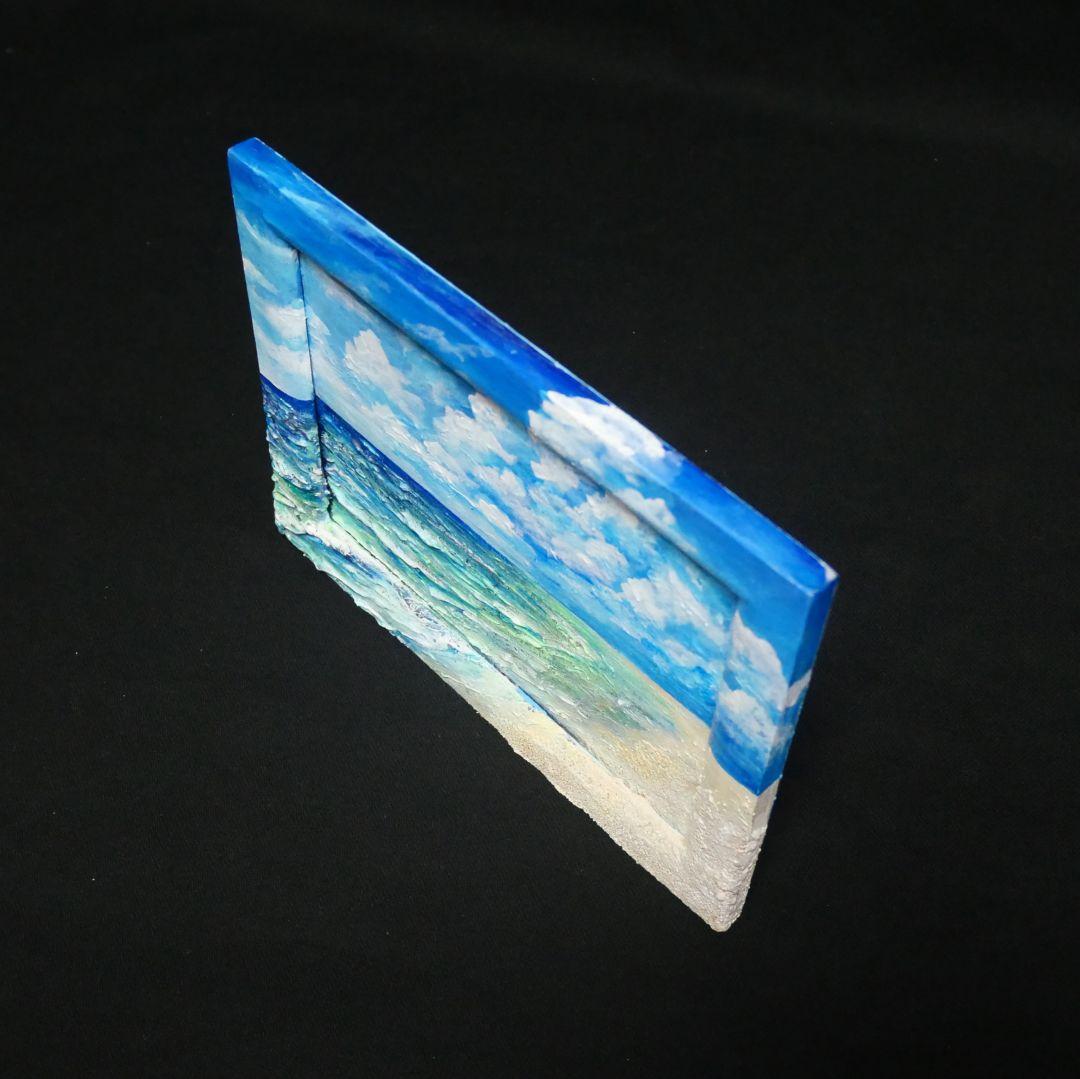 油絵 油彩 油彩画 絵 絵画 【砂浜の海】ミニ絵画