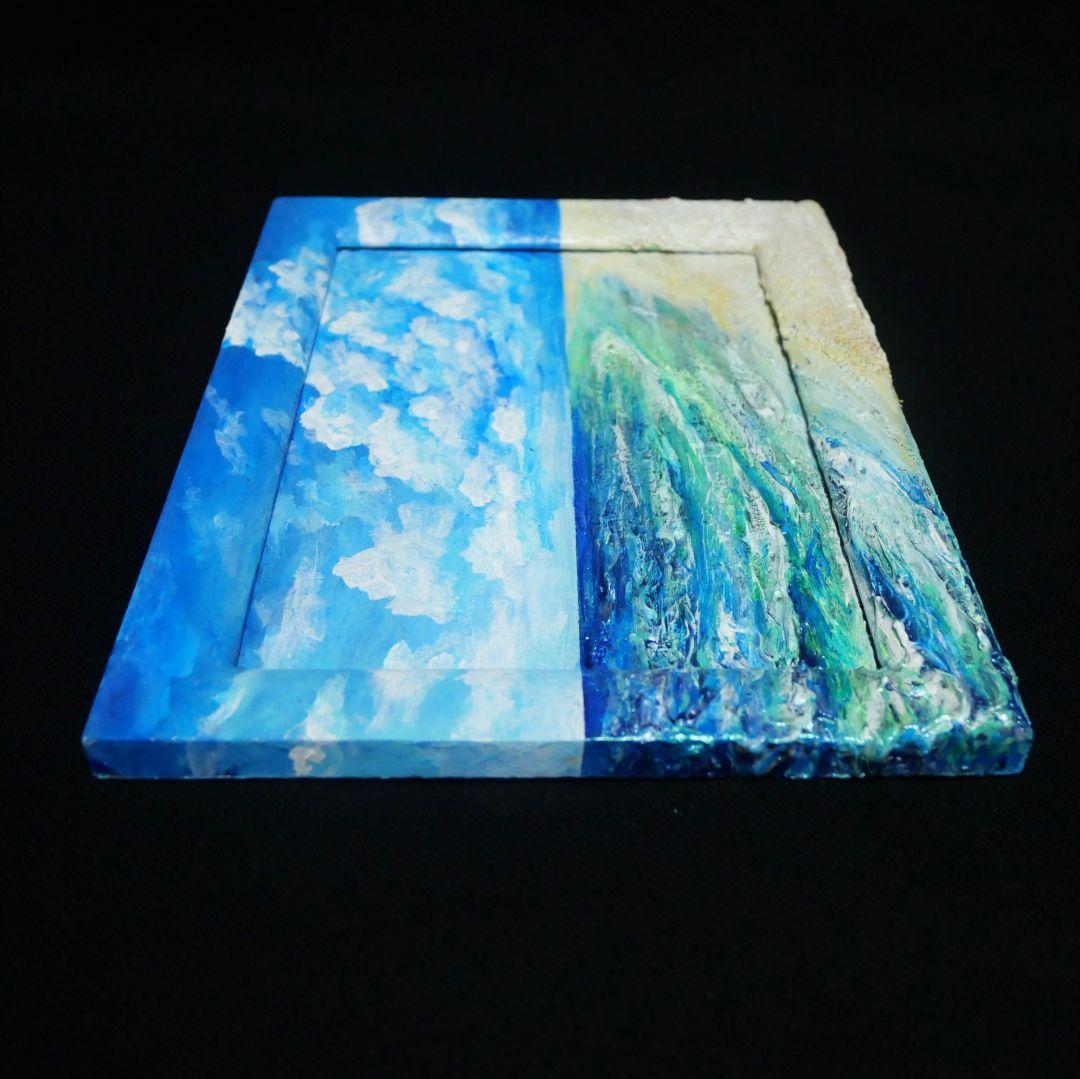 油絵 油彩 油彩画 絵 絵画 【砂浜の海】ミニ絵画