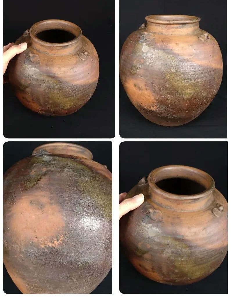 抜群 備前焼 古備前 窯変 四耳葉茶壺 桃山時代 骨董 古美術 茶道具 逸品