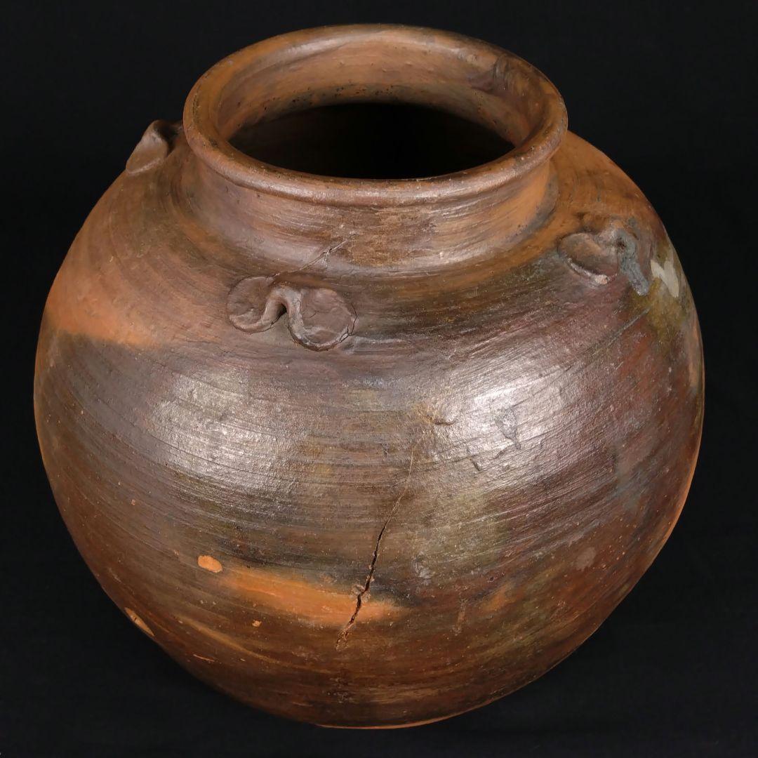 抜群 備前焼 古備前 窯変 四耳葉茶壺 桃山時代 骨董 古美術 茶道具 逸品