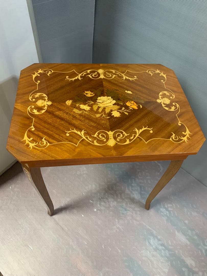 イタリア オルゴール 猫脚 テーブル コレクションケース コンソール 花台