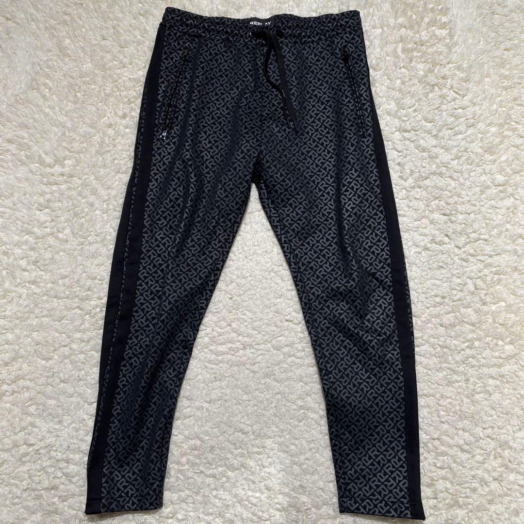 未使用級 REPLAY リプレイ 総柄 総ロゴ ジャージ セットアップ L