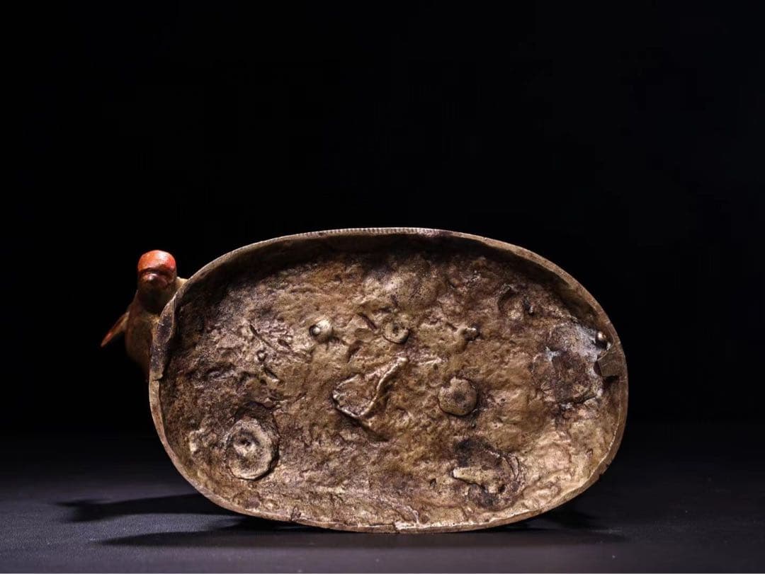 貴重品、旧蔵希少、精銅、象眼宝石、彩色蒔絵母子牛