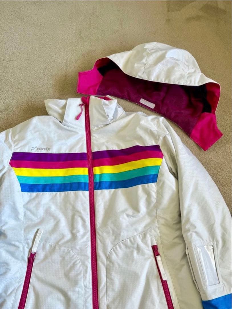 子ども用 スキーウェア ホワイト/ピンク/レインボー
