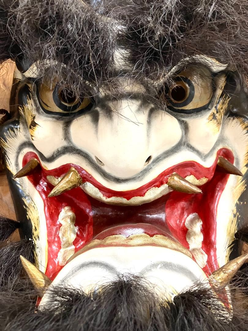 石見神楽面◆般若／男鬼 2面セット◆乾漆造 特大 壁掛け 招福 蔵出し