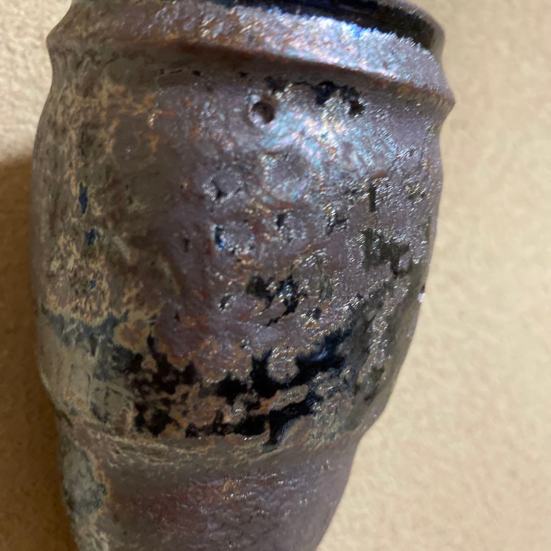 鐡釉　掛花入　佐々木禅　作