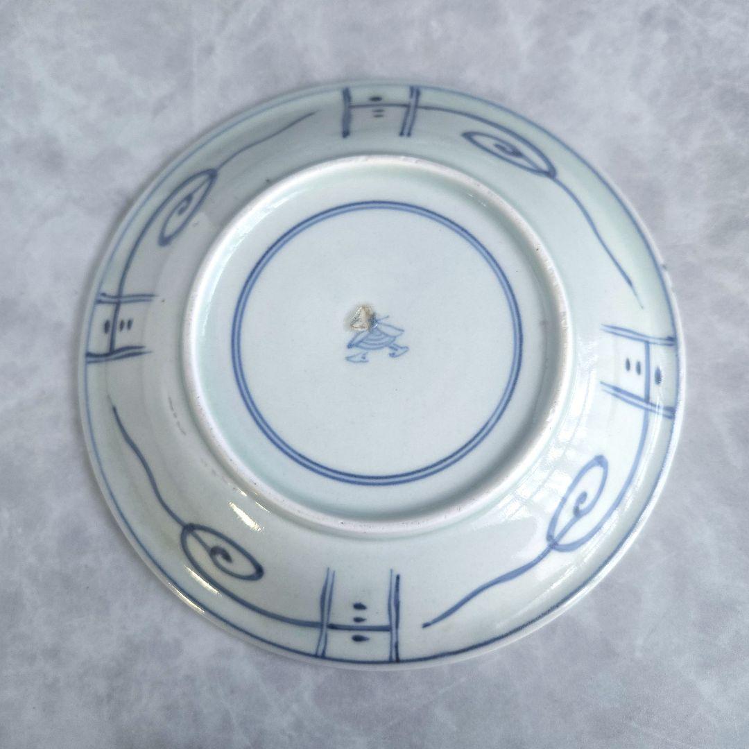 古伊万里　染付　五寸皿　江戸時代　骨董　アンティーク　碁盤　宝尽くし　金継ぎ
