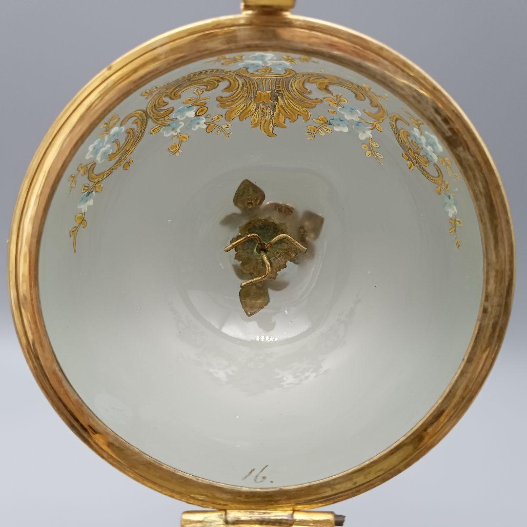 エッグ型 ガラス製 トリンケットボックス 小物入れ アンティーク 金彩