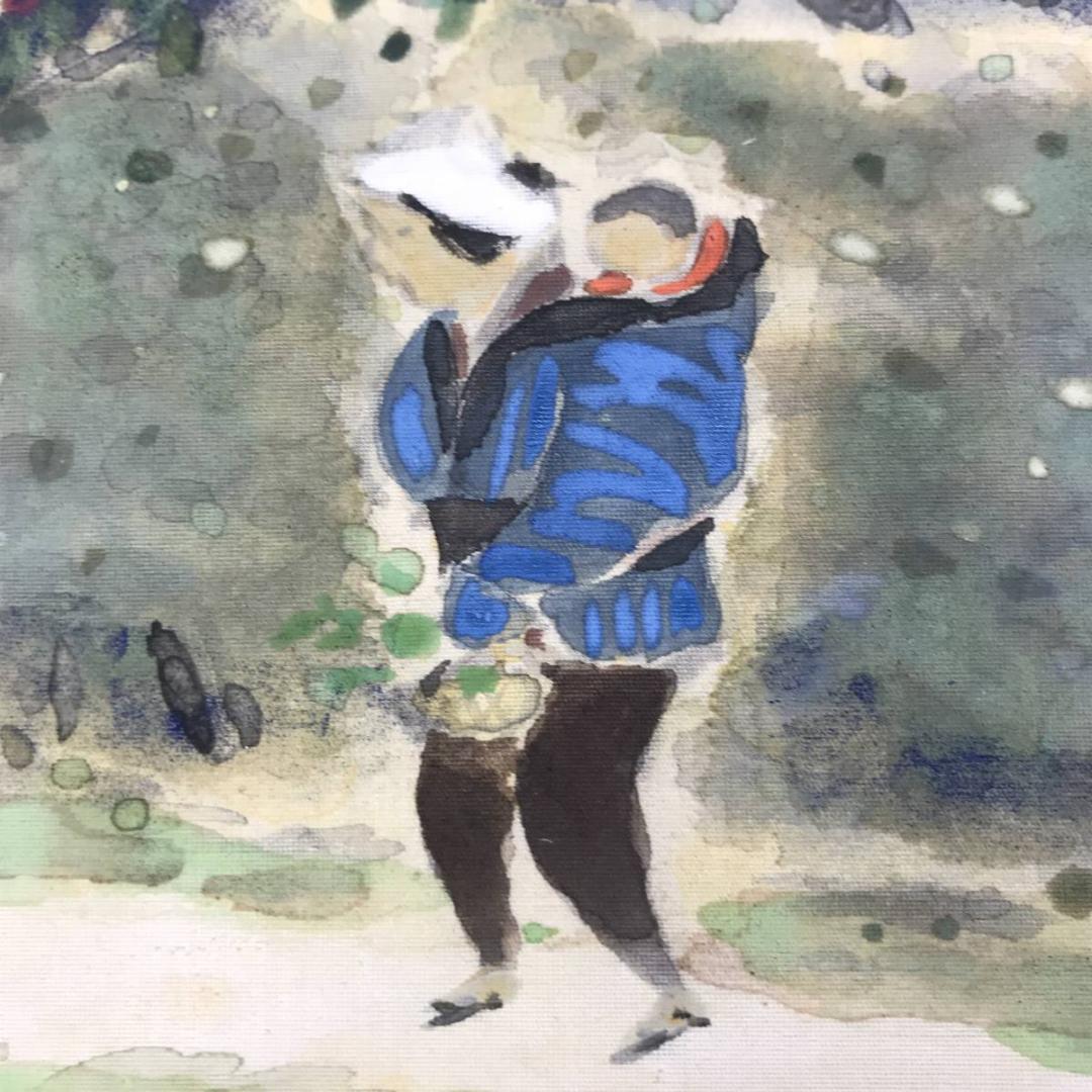 作者不詳/早春佳趣図/人物図/横物/山水図/掛軸/名家伝来/AD-202