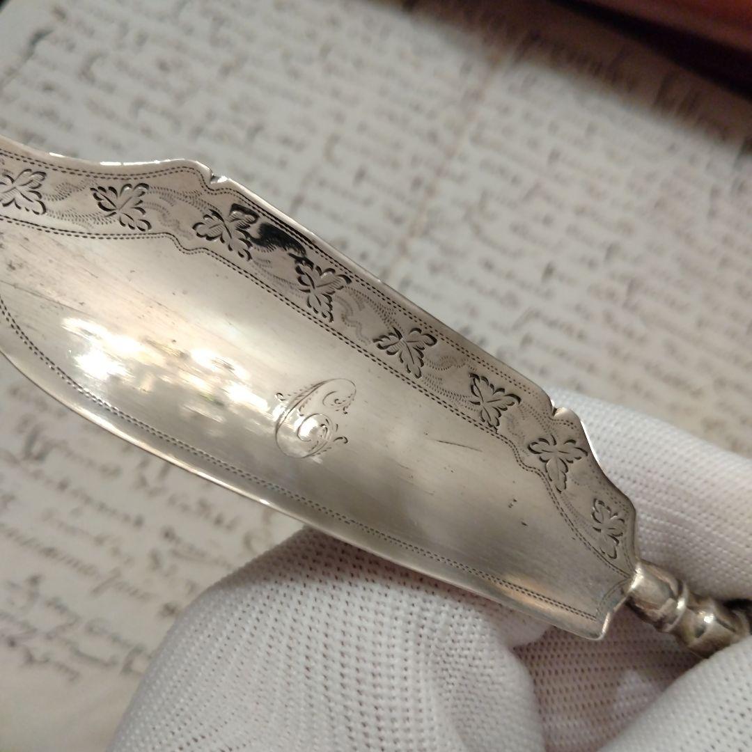最終値下げ　純銀　ジョージアン　バターナイフ マザーオブパール　1824年