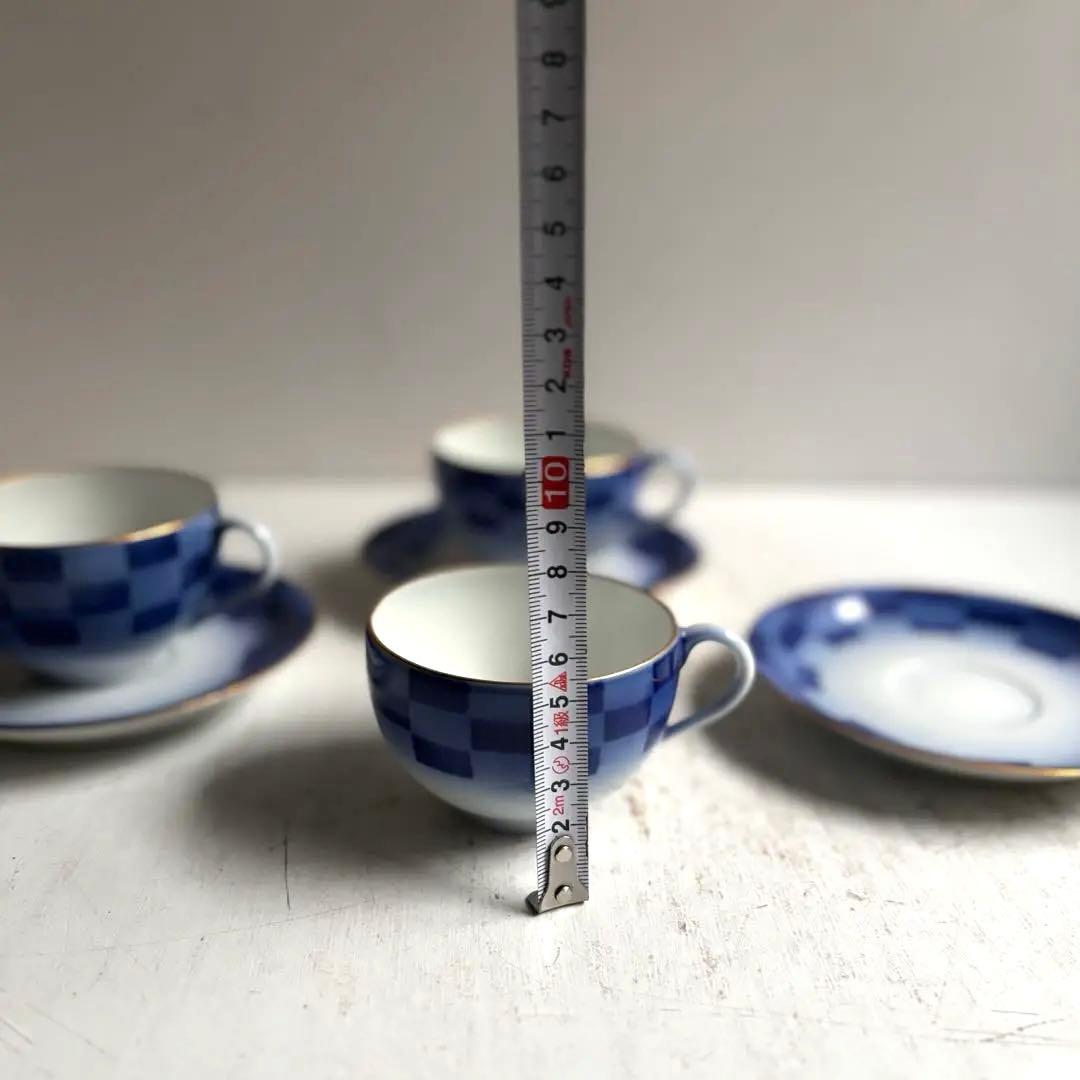 850 香蘭社 オールド香蘭社 市松文カップ&ソーサー 3点組 有田 明治 大正