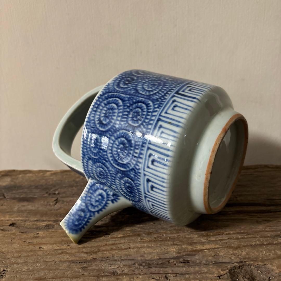 古伊万里タコ唐草染付銚子　酒器　伊万里　波佐見　砥部焼　瀬戸　古民芸　白磁　李朝