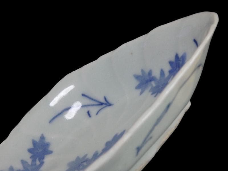 古伊万里　こんにゃく印判　紅葉の図　菱形変形小皿　江戸中期　A346AS-CWr