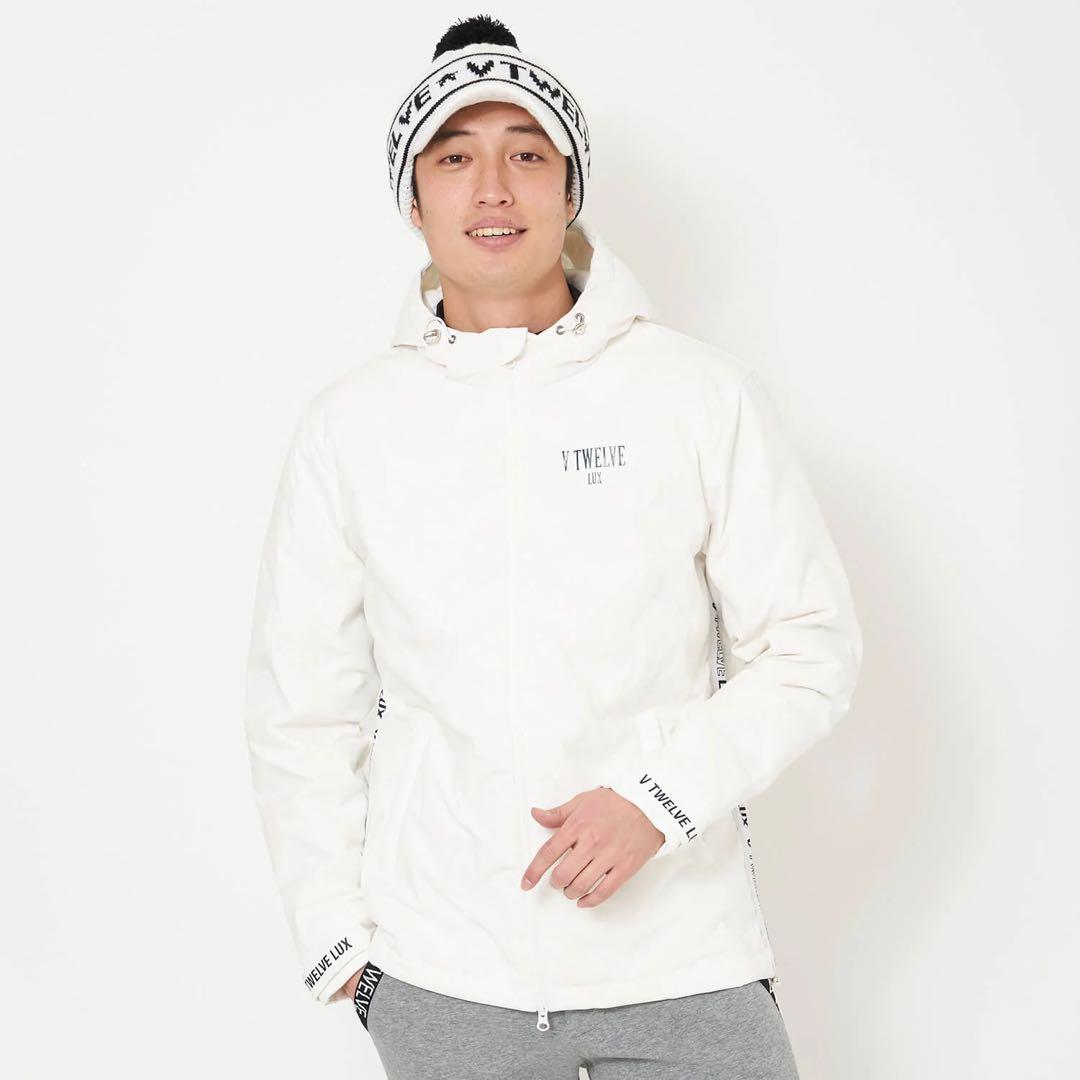 V TWELVE LUX フード付きダウンジャケット ホワイト