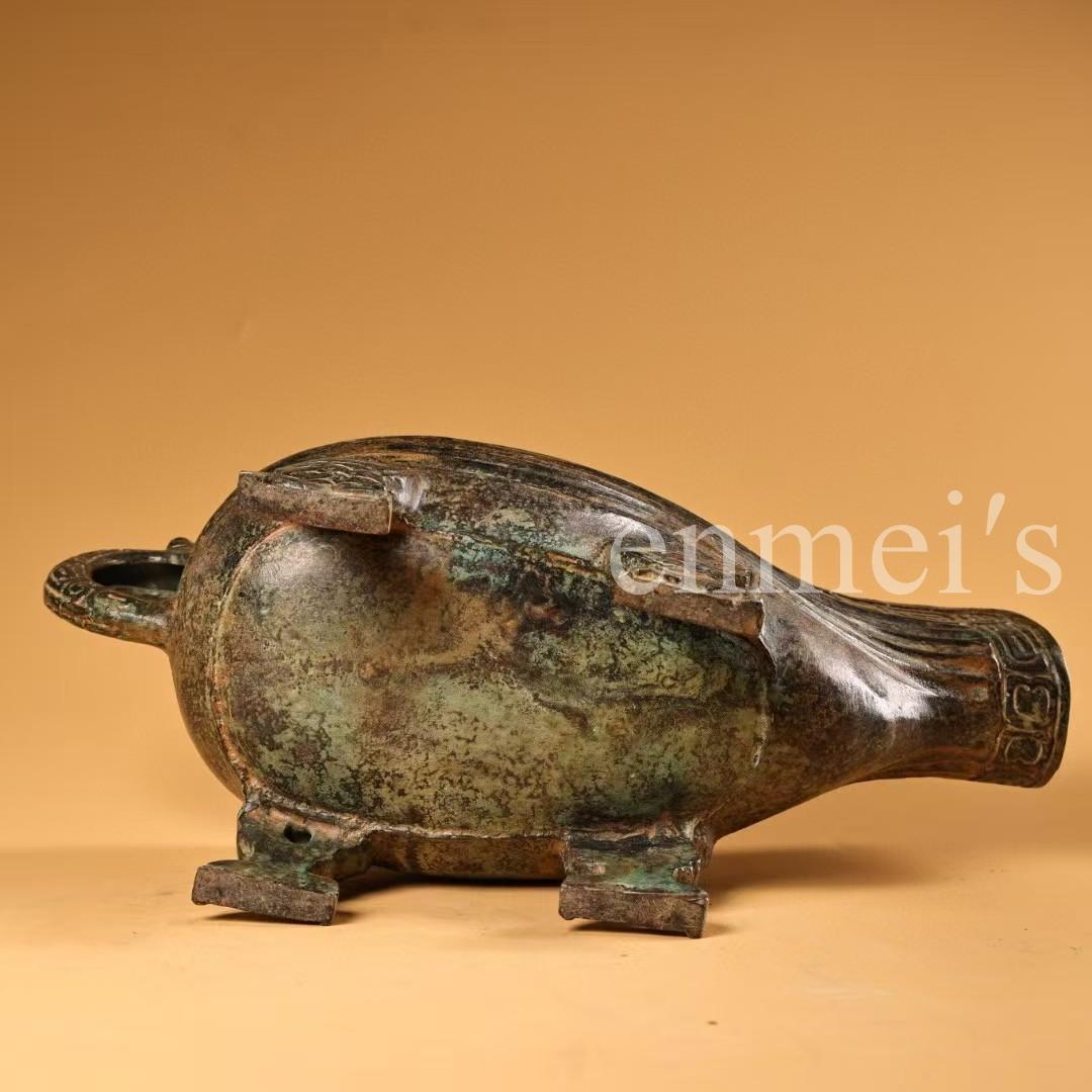 中国古美術・旧蔵青銅酒具・純銅密彫・純手作り・高浮彫・置物・酒器・茶道具