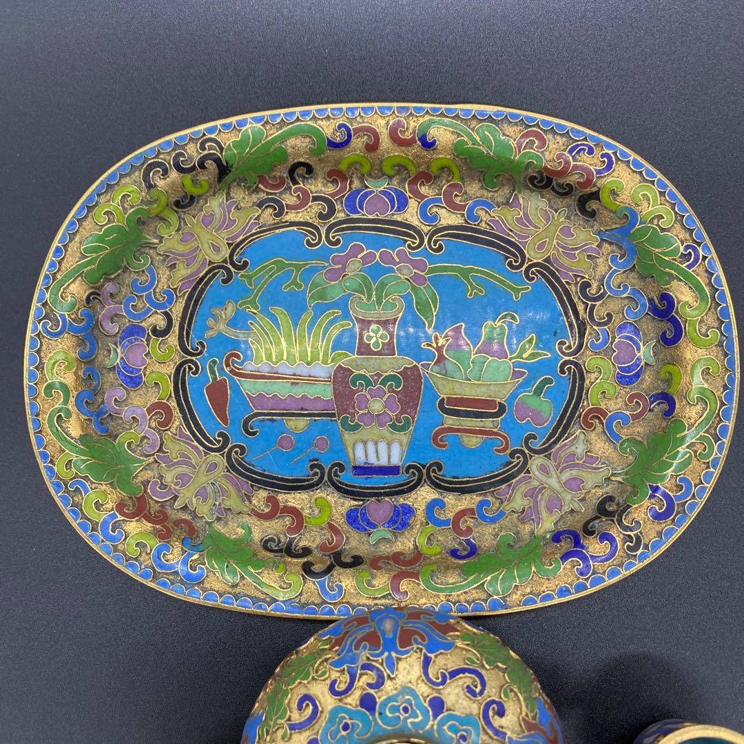 アンティーク　中国七宝焼　ミニサイズ　セット